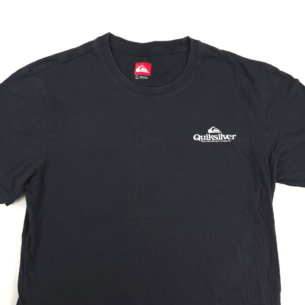 Quiksilver T Shirt Mens L Black Retro Boardriding Company Graphic Tee Surf